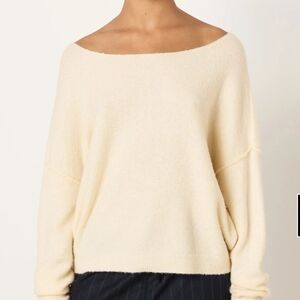 American Eagle Outfitters Cream Off-Shoulder Sweater